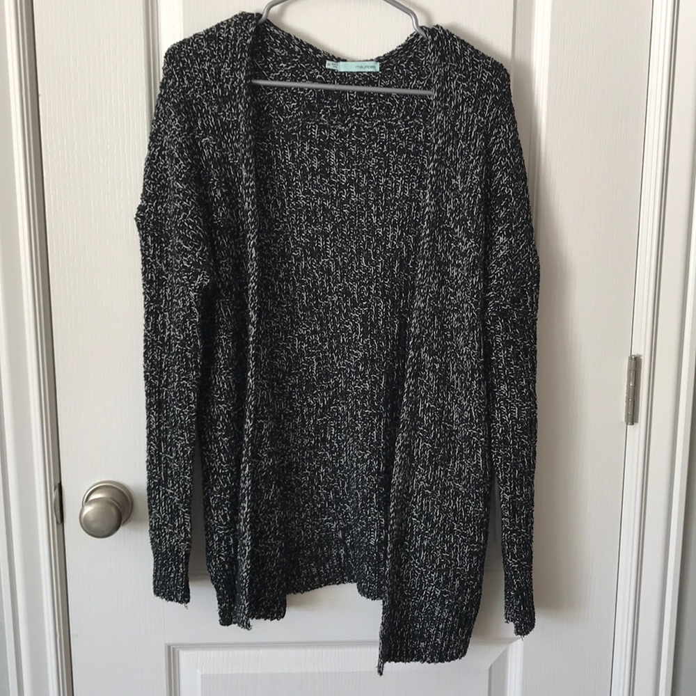 Black and white knit cardigan